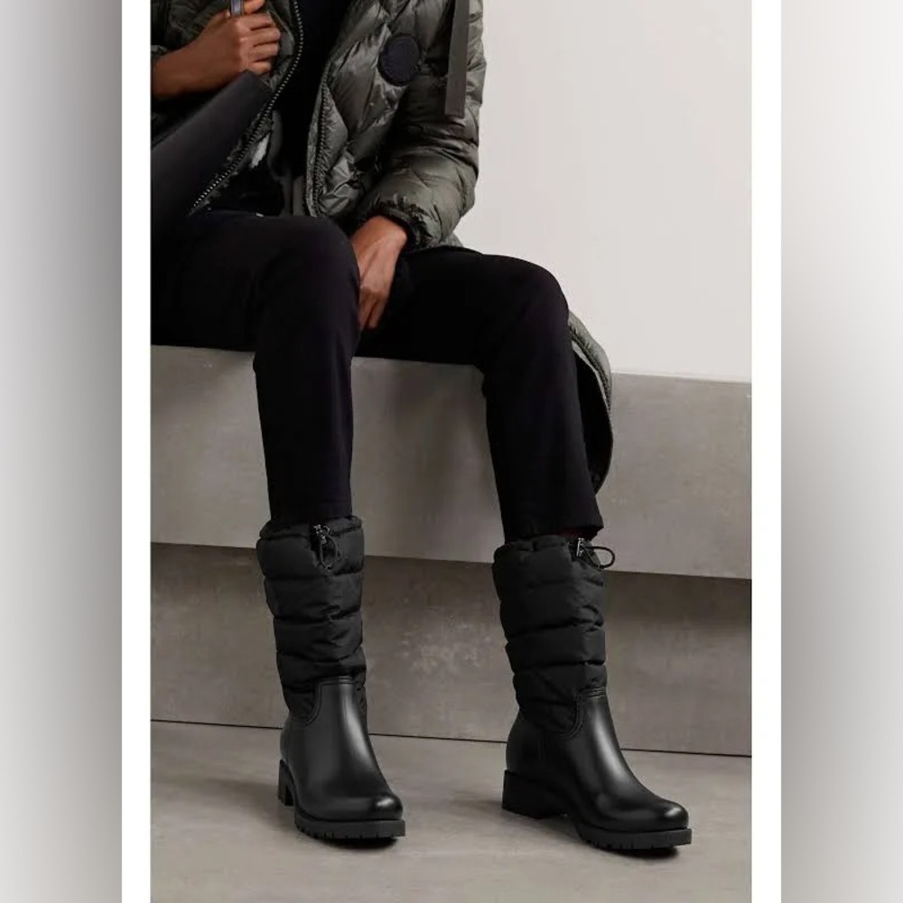 Moncler Ginette quilted nylon and rubber rain boots
